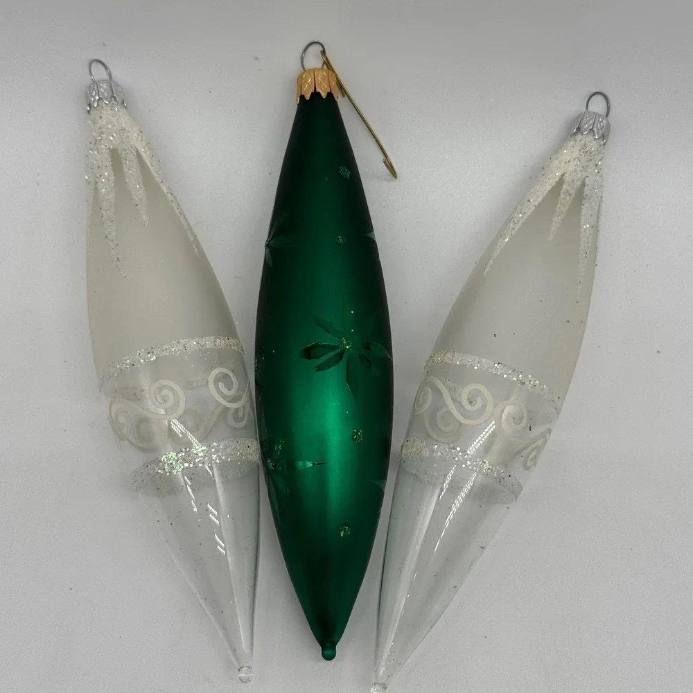 Vintage Colombia Glass Ornaments Lot 3 Large 6